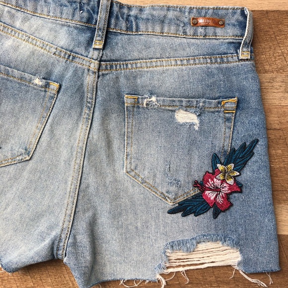 ZARA Distressed Patchwork Denim Shorts - Picture 8 of 9